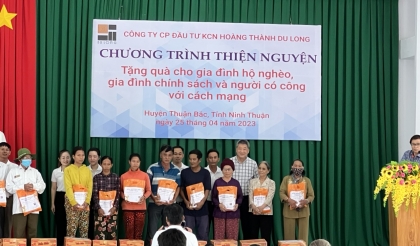 “CHƯƠNG TRÌNH THIỆN NGUYỆN” TRAO QUÀ CHO BÀ CON HỘ NGHÈO HUYỆN THUẬN BẮC CỦA KHU CÔNG NGHIỆP DU LONG
